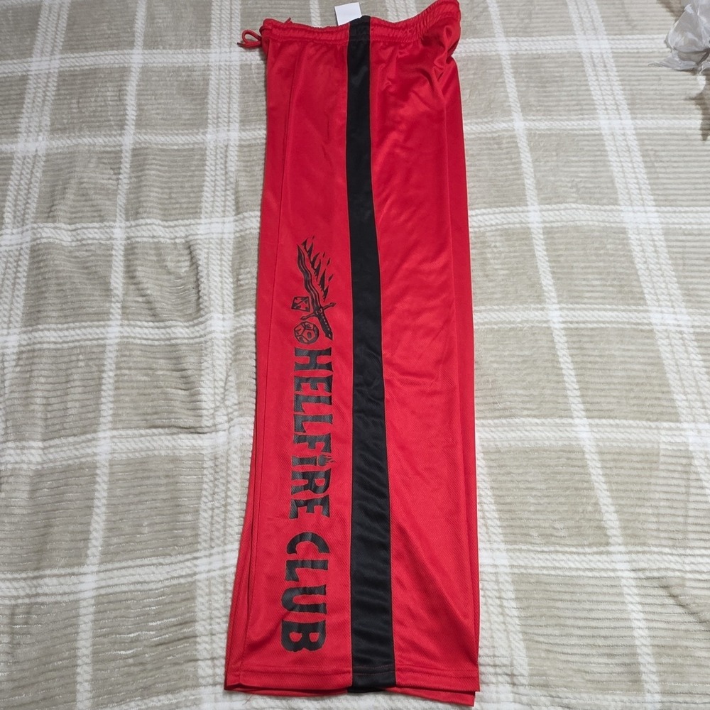 Stranger Things Hellfire Club Track Womens Pants Small S 4/6 Red Black Wide‎ Leg - Picture 1 of 4
